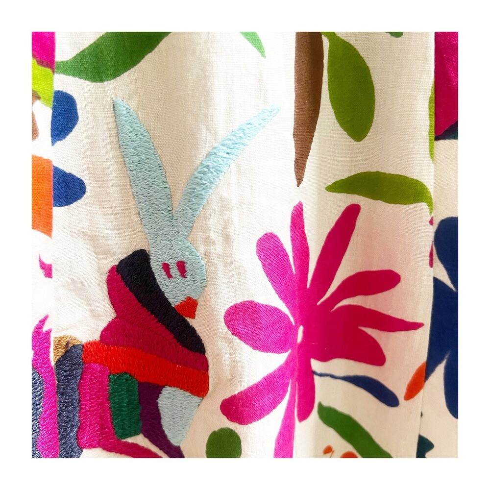 Vanessa Virginia Anthropologie Folk Art Dress Embroidered Floral Animals Size 0 - Picture 7 of 16